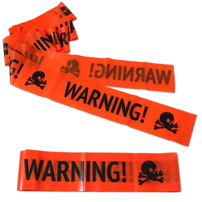 NEW 1PC Halloween Props Window Prop Warning line Plastic Skull Head Warning Tape Signs Halloween Decoration Witch Balloons lot