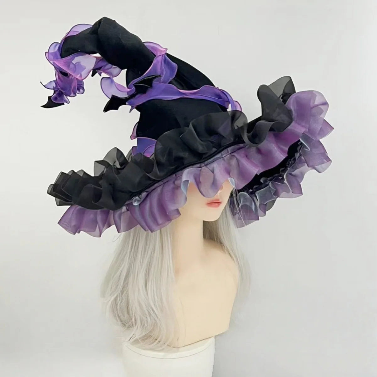 Halloween Witch Hat Lolita princess Ladies sun hat Harajuku Womens Girls Gothic Handmade Bowknot Fleece Lace Adults