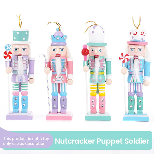 4PCS Macaron Candy Series Nutcracker Puppet Soldier 12CM Christmas Tree Pendant Party Decorations Home Decorations Holiday Gifts
