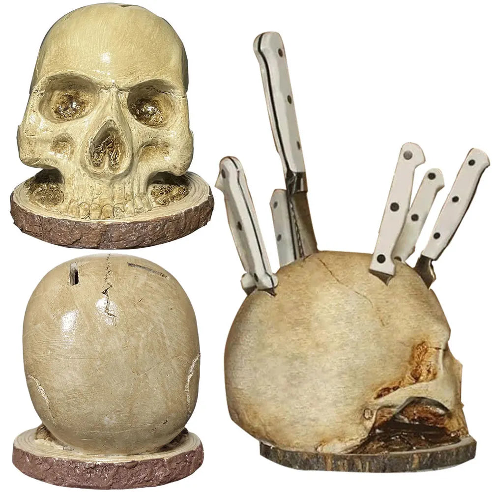 Skull Knife Holder Creative Skeleton Knife Stand Fruit Chopping Knife Stand Halloween Party Decoration