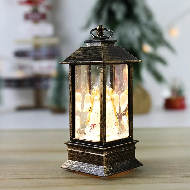 Small Christmas Wind Lanterns Caroon Xmas Tree Santa Claus Snowman Light Noel Merry Christmas Decor 2025 Happy New Year 2026