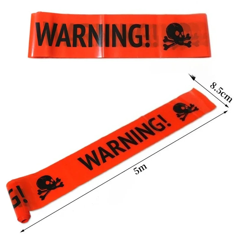 NEW 1PC Halloween Props Window Prop Warning line Plastic Skull Head Warning Tape Signs Halloween Decoration Witch Balloons lot