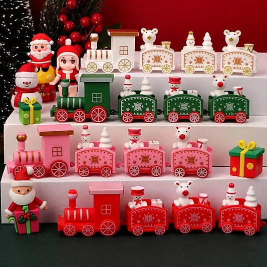 Cartoon Chirstmas Small Train Santa Claus Snowman Noel Gift Trian Merry Christmas Decor 2025 Happy New Year 2026