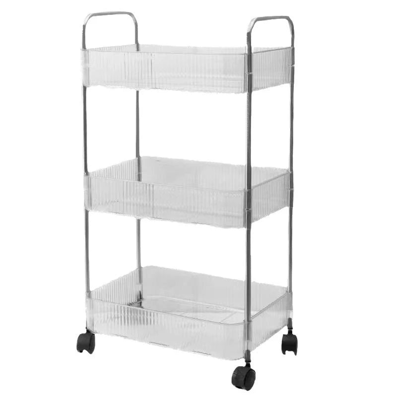 Mobile Shelf with Wheel Multi-Layers Storage Rack Home Trolley for Snacks Cosmetic Sundries Organizer 2/3/4 Tiers Rolling Cart