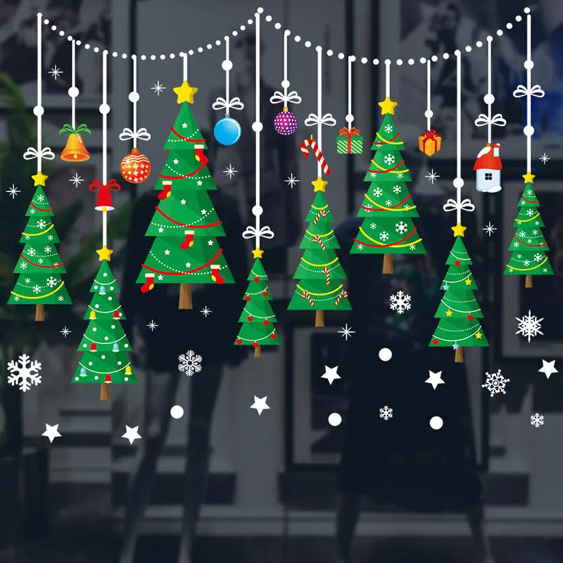 Christmas Decorations Clings PVC Stickers For Home Wall And Window Navidad Decals 2025 New Year Xmas Room Decor Stickers