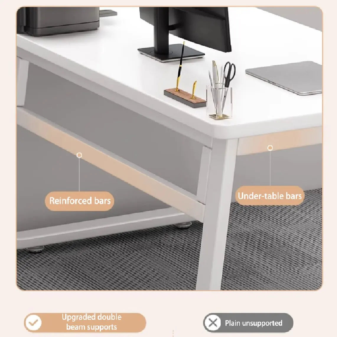 Computer Desk Modern Simple Style Desk for Home Office, White Small Writing Table Study Corner Work Desk for Bedroom