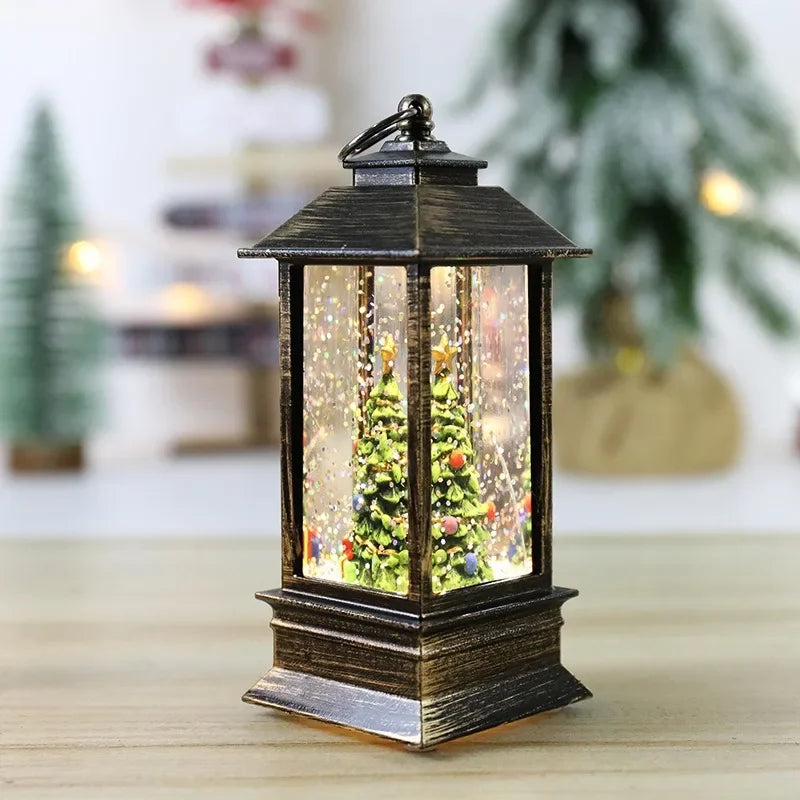 Small Christmas Wind Lanterns Caroon Xmas Tree Santa Claus Snowman Light Noel Merry Christmas Decor 2025 Happy New Year 2026