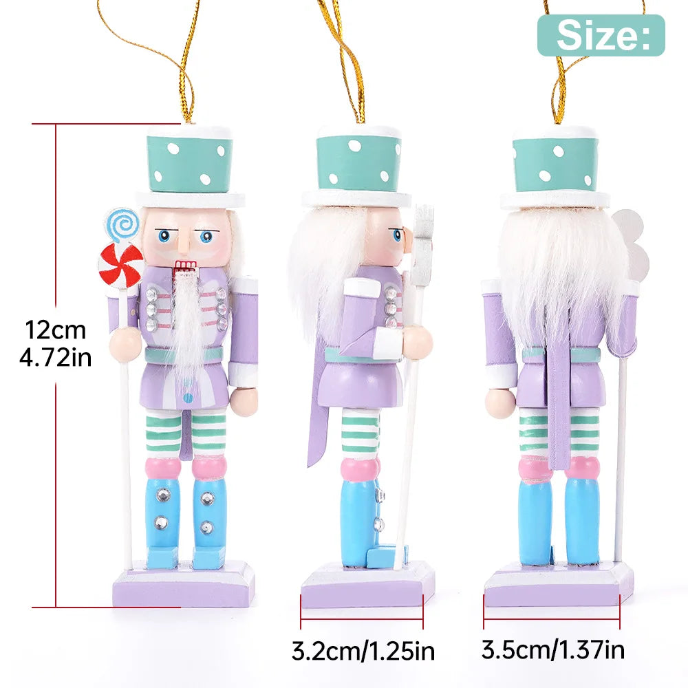 4PCS Macaron Candy Series Nutcracker Puppet Soldier 12CM Christmas Tree Pendant Party Decorations Home Decorations Holiday Gifts