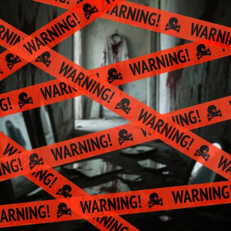 NEW 1PC Halloween Props Window Prop Warning line Plastic Skull Head Warning Tape Signs Halloween Decoration Witch Balloons lot