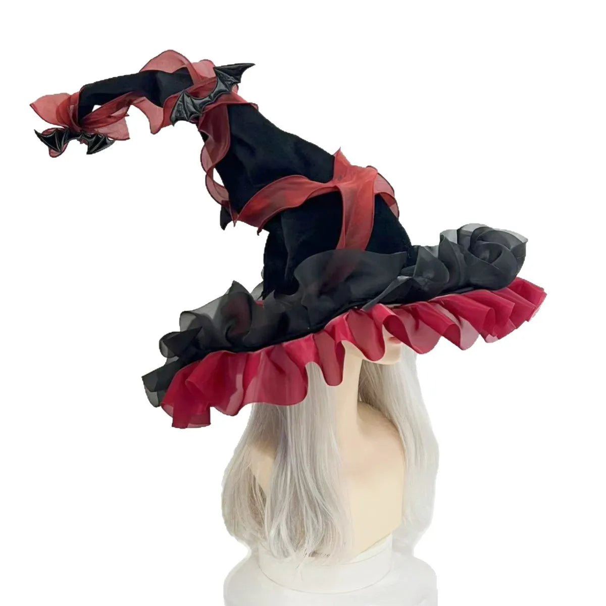 Halloween Witch Hat Lolita princess Ladies sun hat Harajuku Womens Girls Gothic Handmade Bowknot Fleece Lace Adults