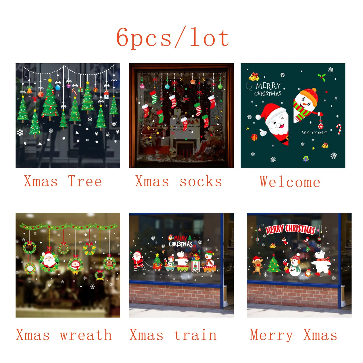 Christmas Decorations Clings PVC Stickers For Home Wall And Window Navidad Decals 2025 New Year Xmas Room Decor Stickers