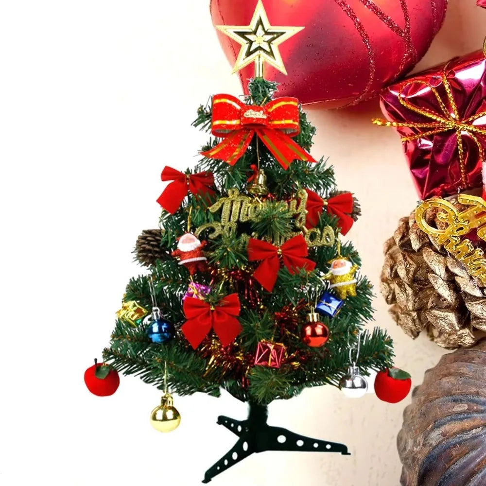 30/45cm Mini Christmas Tree New Year Gift DIY Handicraft Artificial Xmas Ornament LED Light Creative Xmas Tabletop Tree New Year