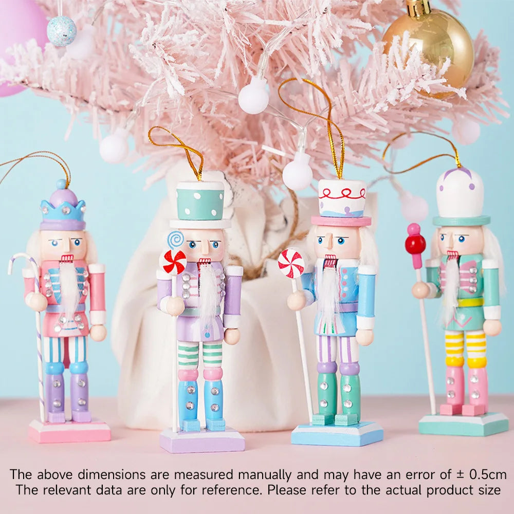4PCS Macaron Candy Series Nutcracker Puppet Soldier 12CM Christmas Tree Pendant Party Decorations Home Decorations Holiday Gifts