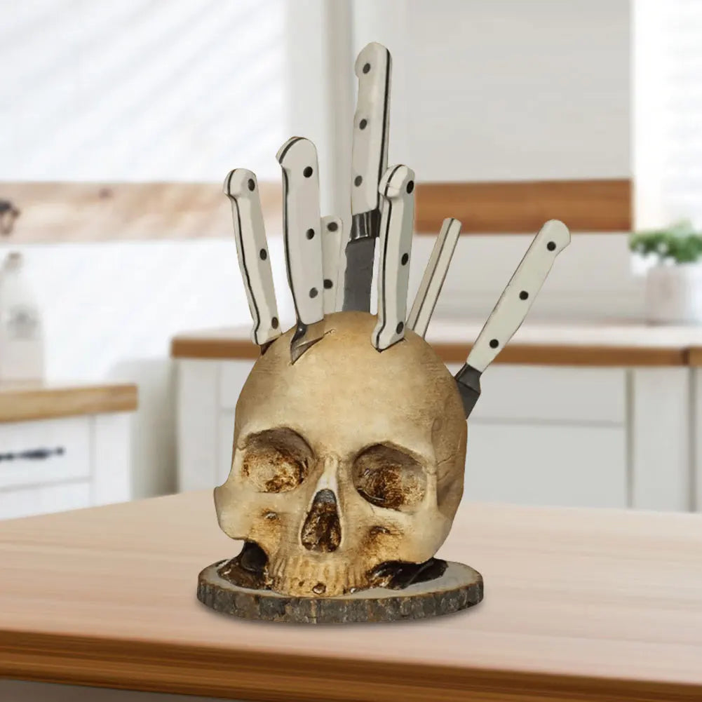 Skull Knife Holder Creative Skeleton Knife Stand Fruit Chopping Knife Stand Halloween Party Decoration