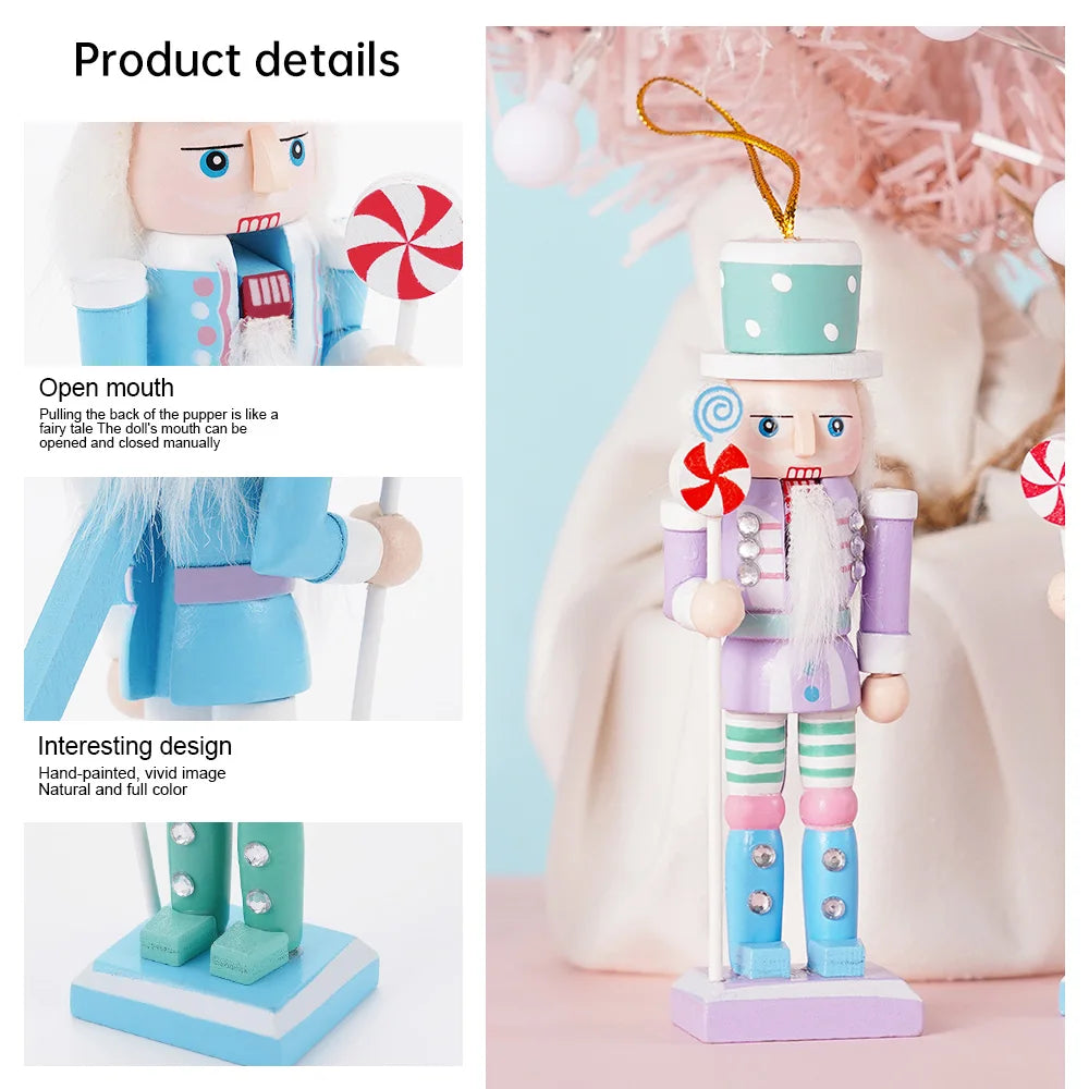 4PCS Macaron Candy Series Nutcracker Puppet Soldier 12CM Christmas Tree Pendant Party Decorations Home Decorations Holiday Gifts