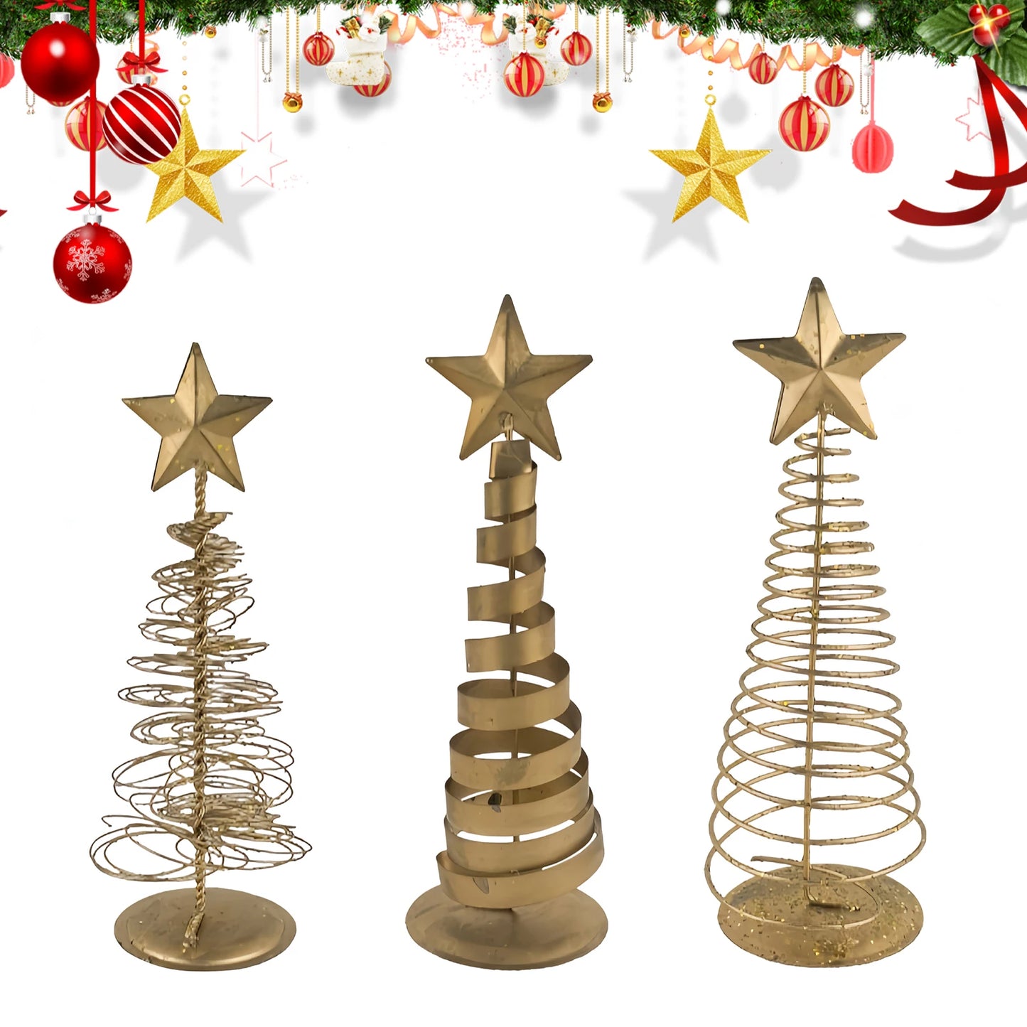 16/19/20cm Desktop Christmas Tree Ornament Nordic Style Metal Star Mini Christmas Tree Ornament 2025 Christmas Decorations