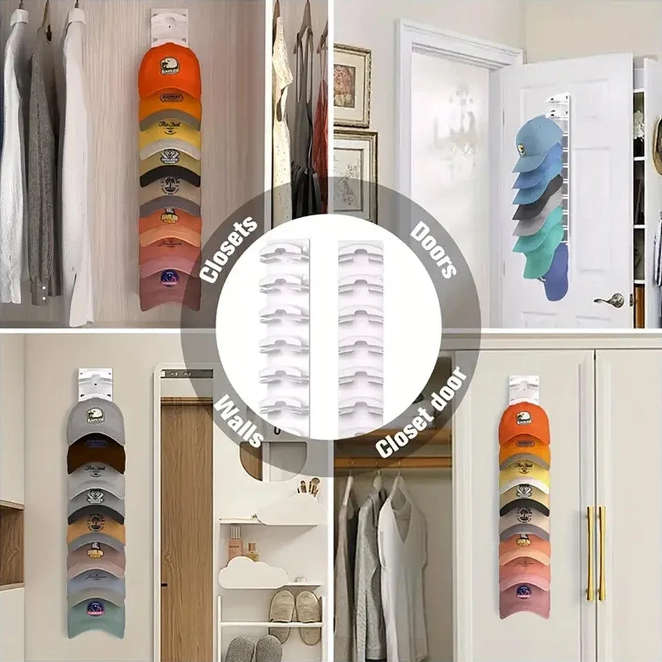 10Grids Wall Mounted Hat Organizer Space Saving Baseball Cap Storage Rack Multifunctional Closet Hanger Home Decoration