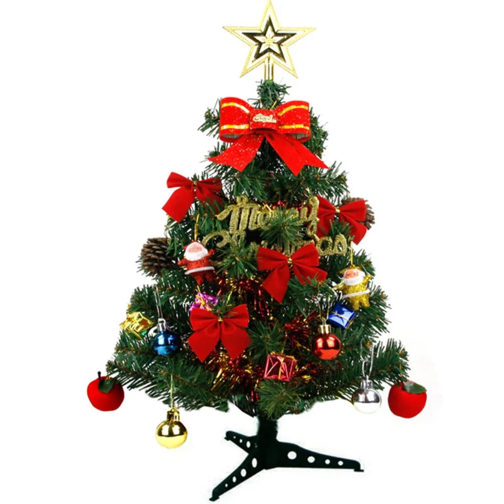 30/45cm Mini Christmas Tree New Year Gift DIY Handicraft Artificial Xmas Ornament LED Light Creative Xmas Tabletop Tree New Year