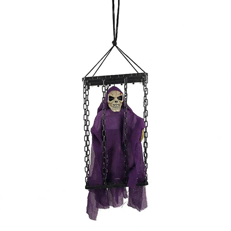 Halloween Outdoor Decoration Ghosts Skeleton Animated Ornament With Lighted Eyes Creepy Laughter Halloween Hanging B Durable