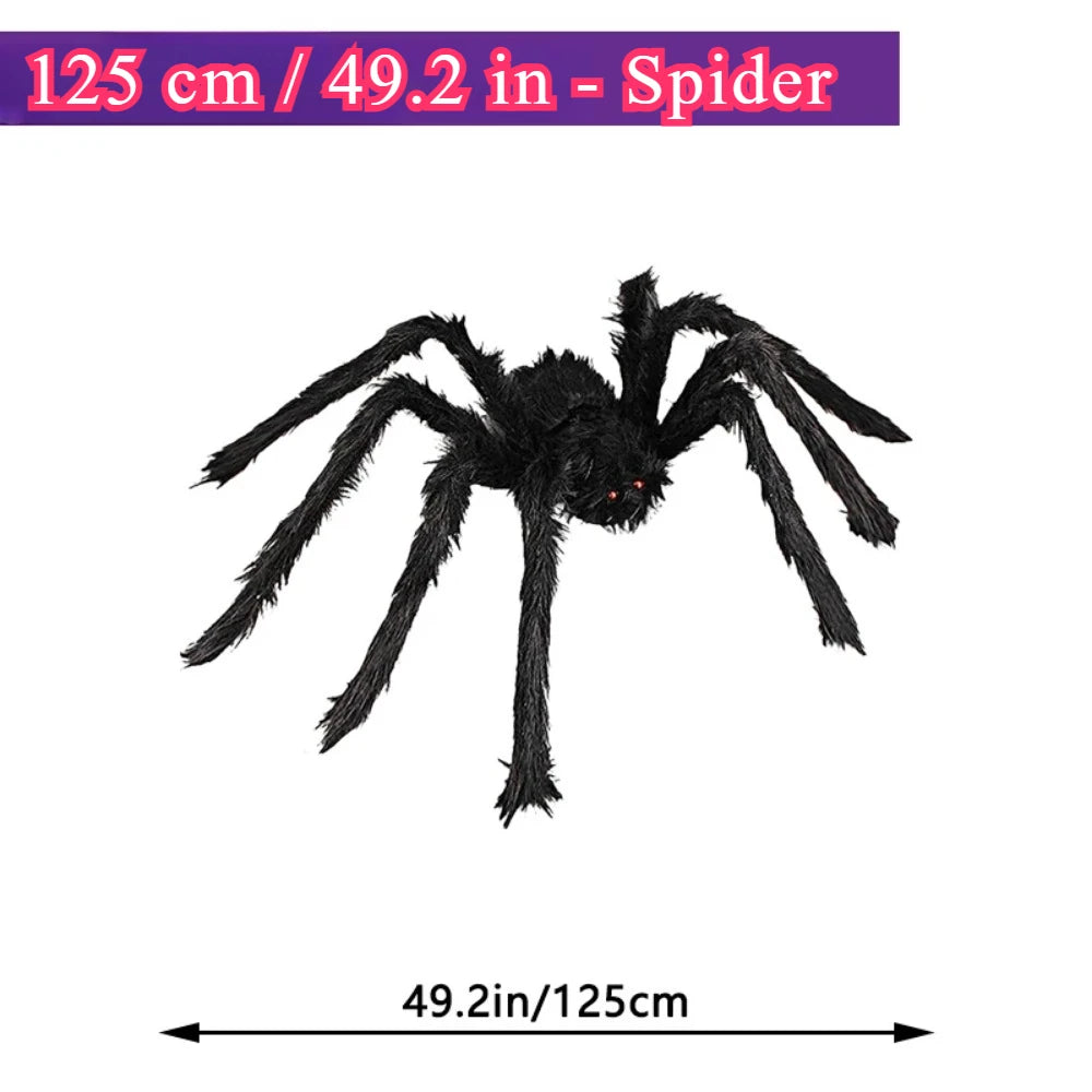 200cm Halloween Spiders Outdoor Decoration Halloween Plush Spiders Giant Spider for Indoor Outdoor Garden Party Decoration