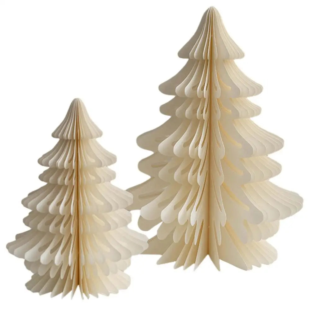 2Pcs Christmas Paper Trees Table Decoration DIY Honeycomb Design Christmas Tree Hanging Decorations Christmas Party Decor